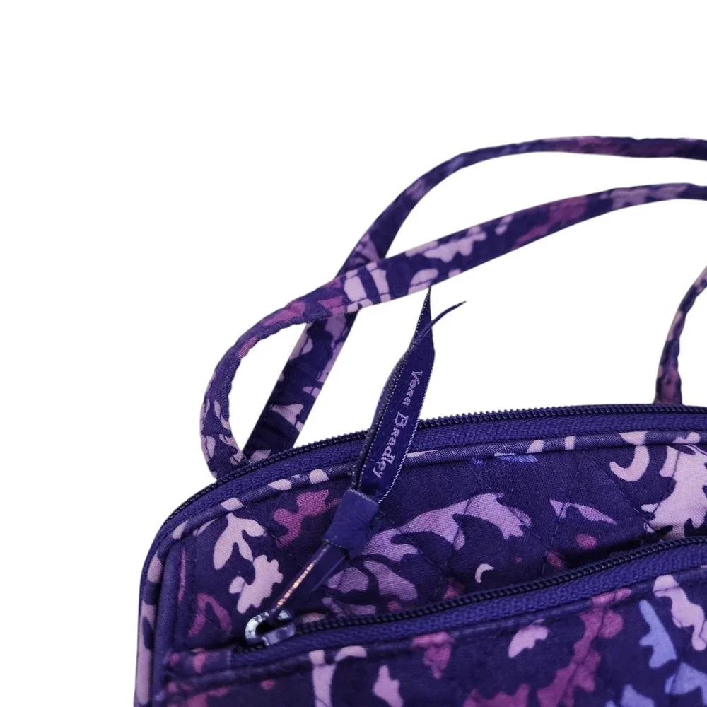 VERA BRADLEY Crossbody Bag Womens Small Purple Floral Cotton Quilted Purse